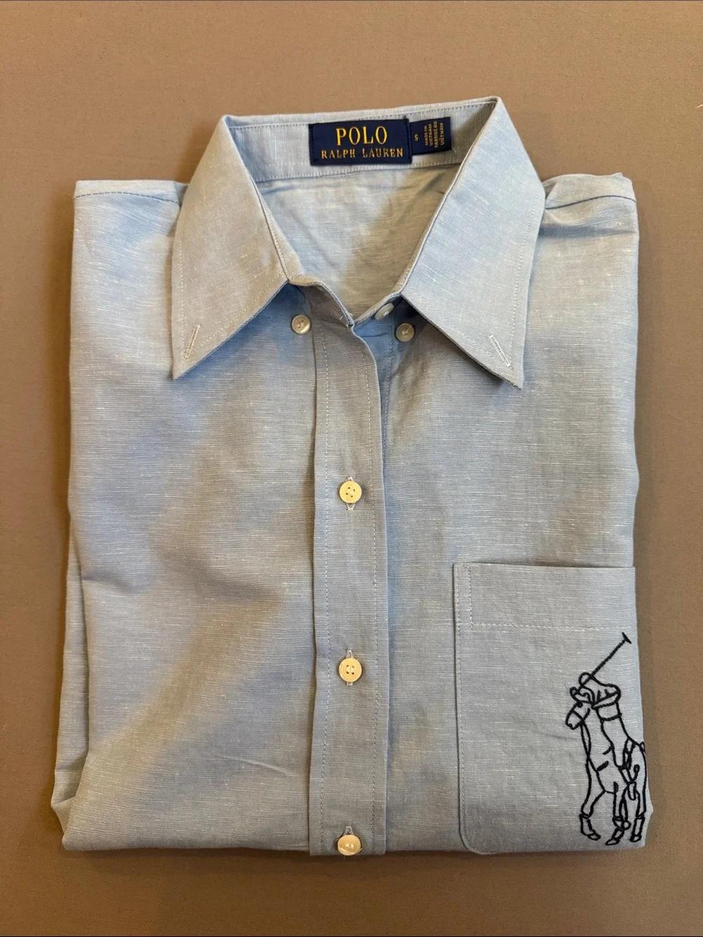 Polo by Ralph Lauren Light Blue Button-Down Shirt with Embroidered Pony Pocket - Picture 4 of 7